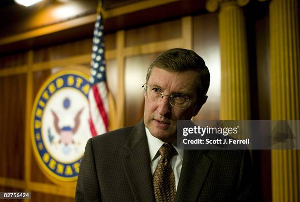 Sept. 09: Senate Budget Chairman Kent Conrad, D-S.D., talks to reporters after a news conference in the newly renovated Senate Radio/TV gallery...