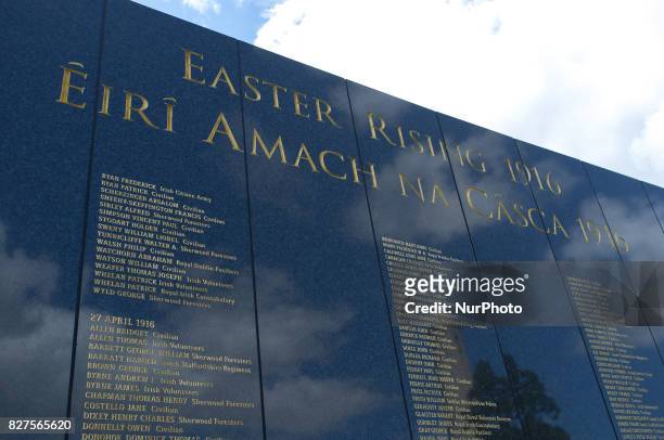 Easter Rising remembrance wall is pictured in the Glasnevin Cemetery, Dublin on August 7, 2017. The wall was unveiled in April 2016 by former Irish...