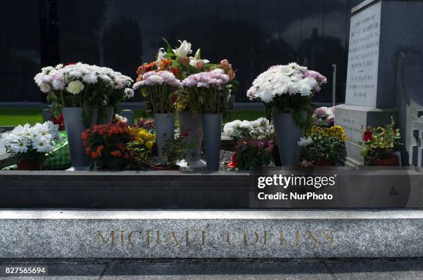 The Grave of Michael Collins is pictured at the Glasnevin Cemetery, Dublin on August 7, 2017. Collins was an Irish revolutionary leader, politician,...