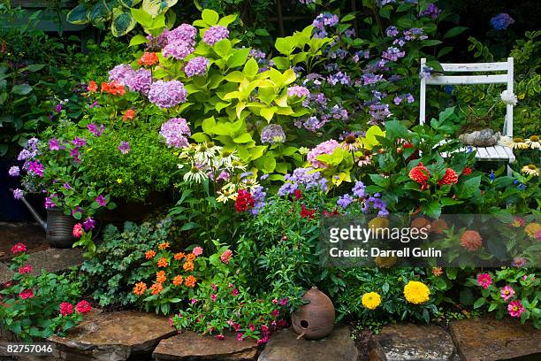 garden with chair - garden stock pictures, royalty-free photos & images