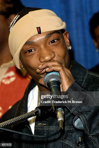 Rapper Ja Rule speaks during press conference for Stevie Wonder's 6th Annual House Full of Toys Benefit press conference December 15, 2001 in...
