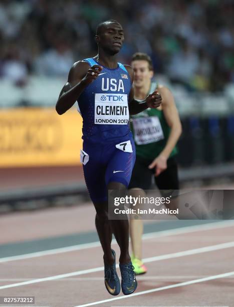 Kerron Clement of United States competes in the Men's 400m hurdles heats during day four of the 16th IAAF World Athletics Championships London 2017...