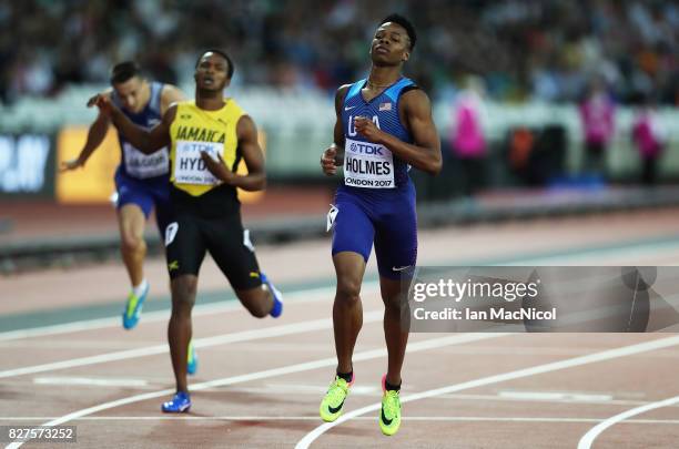 Holmes of United States competes in the Men's 400m hurdles heats during day four of the 16th IAAF World Athletics Championships London 2017 at The...