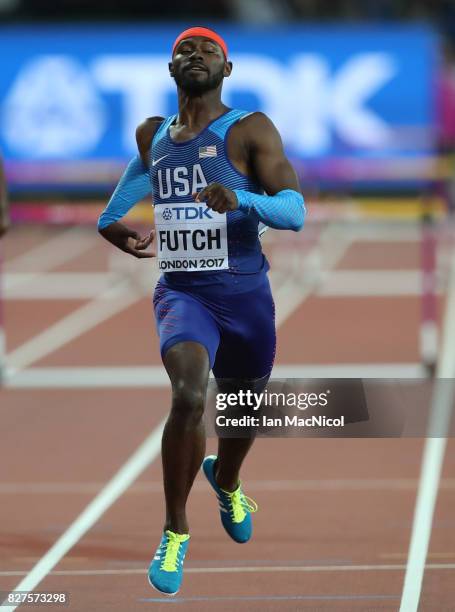 Eric Futch of United States competes in the Men's 400m hurdles heats during day four of the 16th IAAF World Athletics Championships London 2017 at...