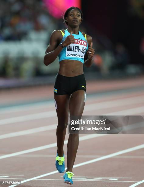 Shaunae Miller-Uibo of Bahamas competes in the Women's 400m semi final during day four of the 16th IAAF World Athletics Championships London 2017 at...