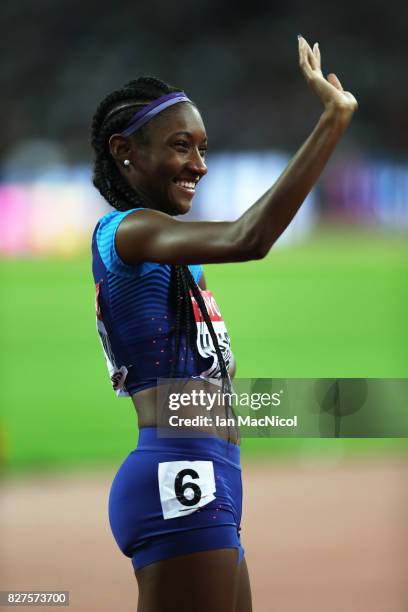 Quanera Hayes of United States competes in the Women's 400m semi final during day four of the 16th IAAF World Athletics Championships London 2017 at...