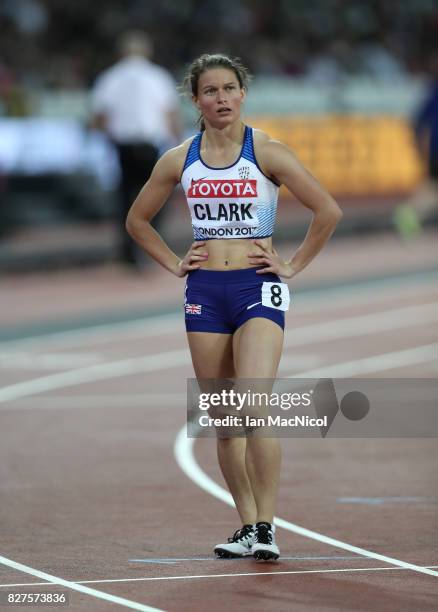 Zoey Clark of Great Britain competes in the Women's 400m semi final during day four of the 16th IAAF World Athletics Championships London 2017 at The...