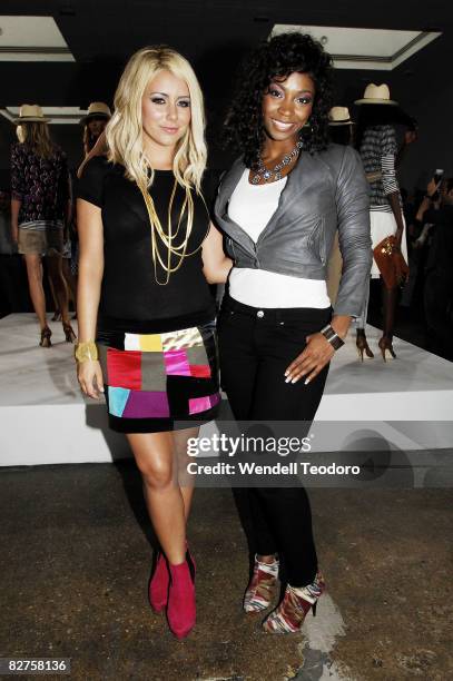 Singers Aubrey O'Day and D. Woods of the musical group Danity Kane attend the Tory Burch Presentation Spring 2009 at Matthew Marks Gallery September...