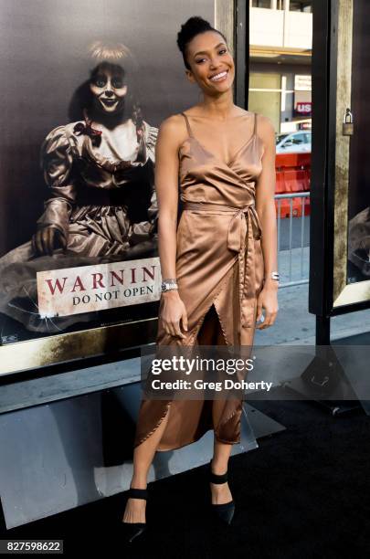 Actress Annie Ilonzeh arrives for the Premiere Of New Line Cinema's "Annabelle: Creation" at the TCL Chinese Theatre on August 7, 2017 in Hollywood,...