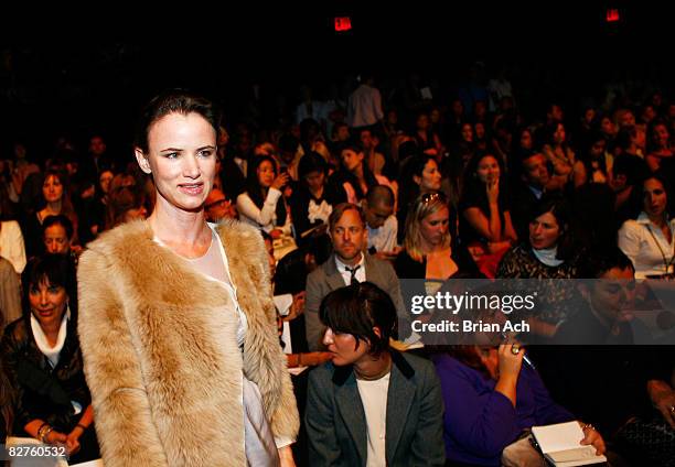 Singer and actress Juliette Lewis attends the 3.1 Phillip Lim Spring 2009 fashion show during Mercedes-Benz Fashion Week at The Tent, Bryant Park on...