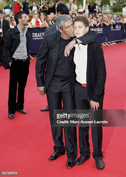 Samy Naceri and his son Julian arrives for the screening of the movie 'Miracle at St Anna' by US director Spike Lee, on September 10, 2008 during the...