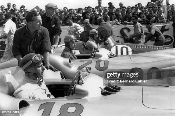 Juan Manuel Fangio, Karl Kling, Alberto Ascari, Mercedes W196, Maserati 250F, Grand Prix of France, Reims, 04 July 1954.