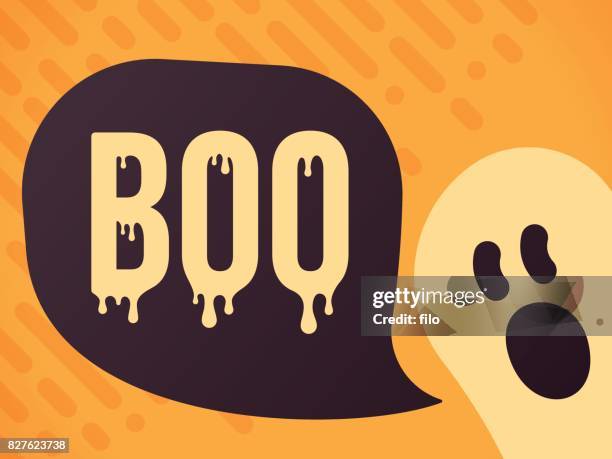 ilustrações, clipart, desenhos animados e ícones de boo fantasma halloween mensagem - surpresa