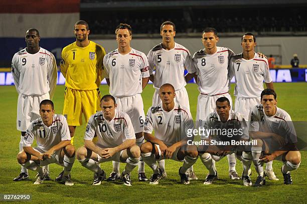 The England players pose for a team photo prior to the FIFA 2010 World Cup Qualifying Group Six match between Croatia and England at the Maksimir...