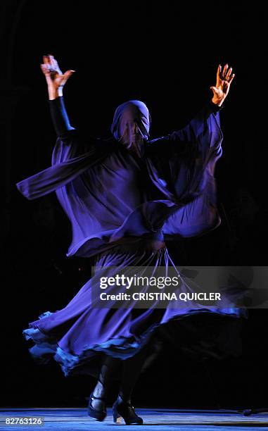 Spanish flamenco dancer Cristina Hoyos performs during the inaugural gala of the XV Biennial of Flamenco of Seville running from 10 September to 11...