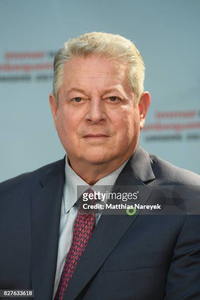 Former Vice President Al Gore attends a press conference for 'An Inconvenient Sequel: Truth to Power' at Hotel Adlon on August 8, 2017 in Berlin,...