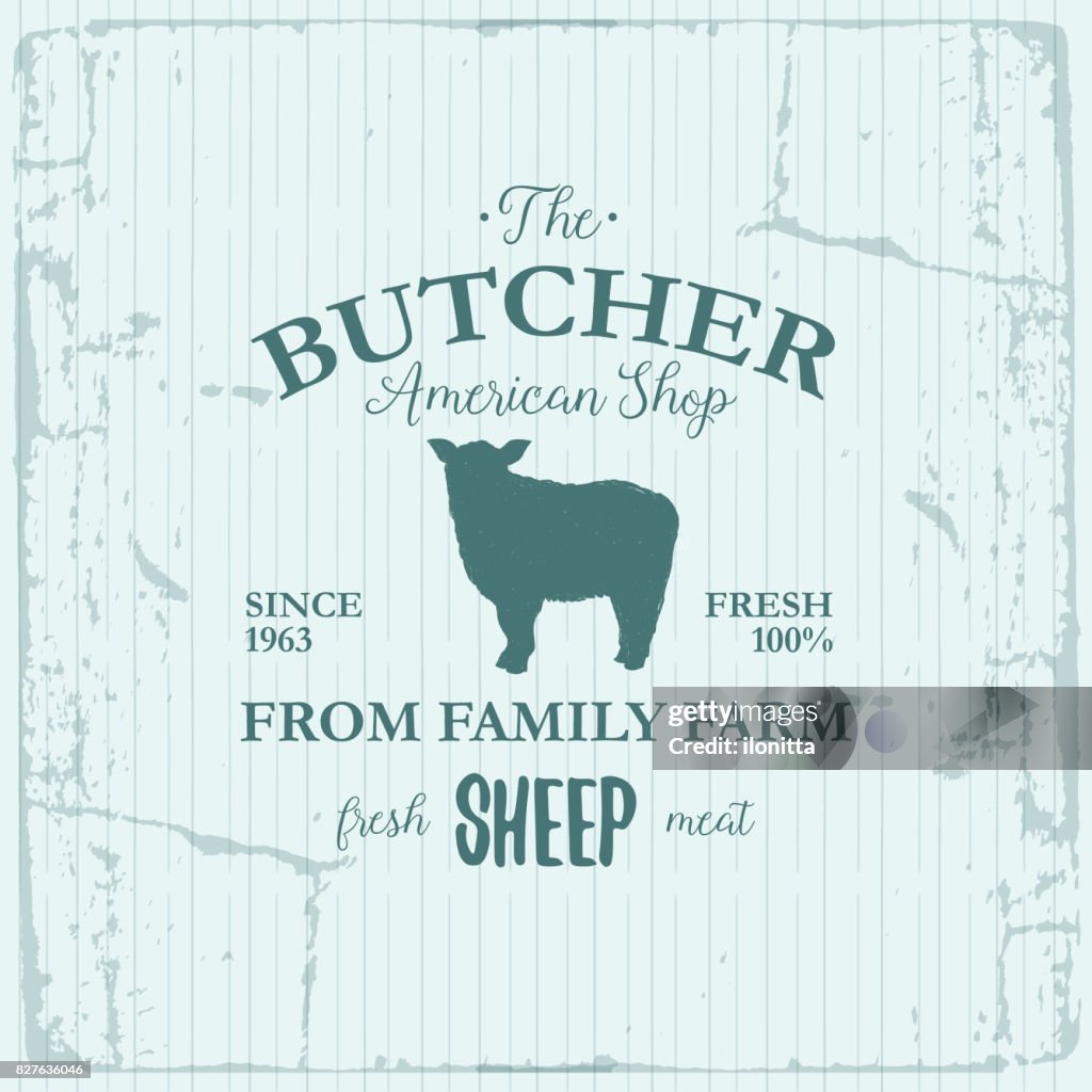 Butcher Labels Example Printable Butcher American Shop Label Design With Sheep Farm Animal Vintage ...