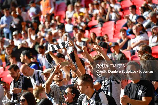 Supporters during the Tottenham Hotspur v Juventus Pre-Season Friendly match at Wembley Stadium on August 5, 2017 in London, England.
