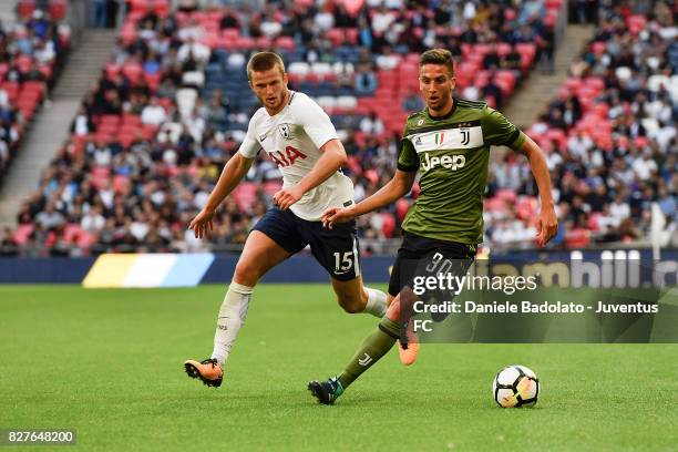 Eric Dier and Rodrigo Bentancur during the Tottenham Hotspur v Juventus Pre-Season Friendly match at Wembley Stadium on August 5, 2017 in London,...