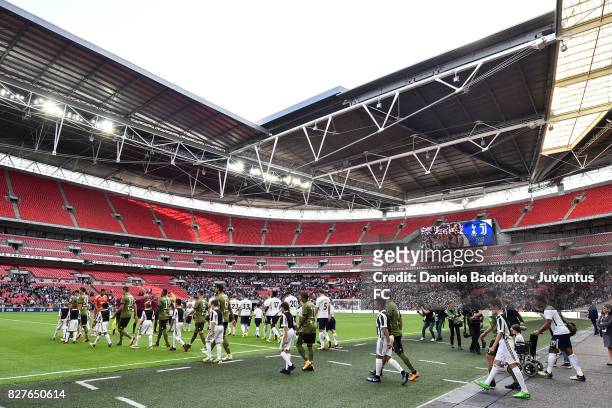 Team entrance during the Tottenham Hotspur v Juventus Pre-Season Friendly match at Wembley Stadium on August 5, 2017 in London, England.