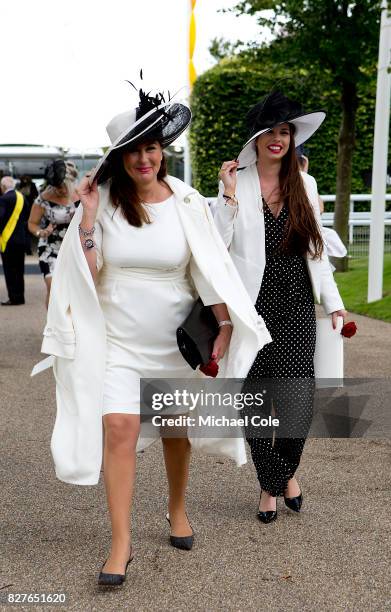 Stylish Racegoers arriving on 'Ladies Day' at "Glorious Goodwood" - The Qatar Goodwood Festival at Goodwood Racecourse, August 3, 2017 in Chichester,...