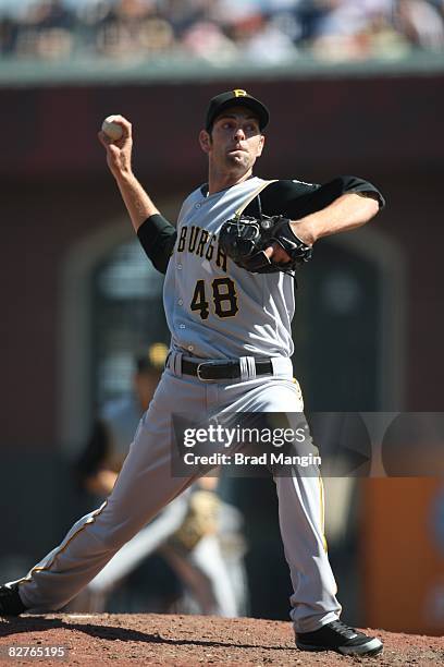 Beam of the Pittsburgh Pirates pitches during the game against the San Francisco Giants at AT&T Park in San Francisco, California on September 7,...