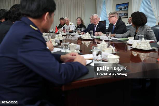 Secretary of Defense Jim Mattis and Vice Chairman of the Joint Chiefs of Staff General Paul Selva pariticiapte in a bilateral meeting withVietnamese...