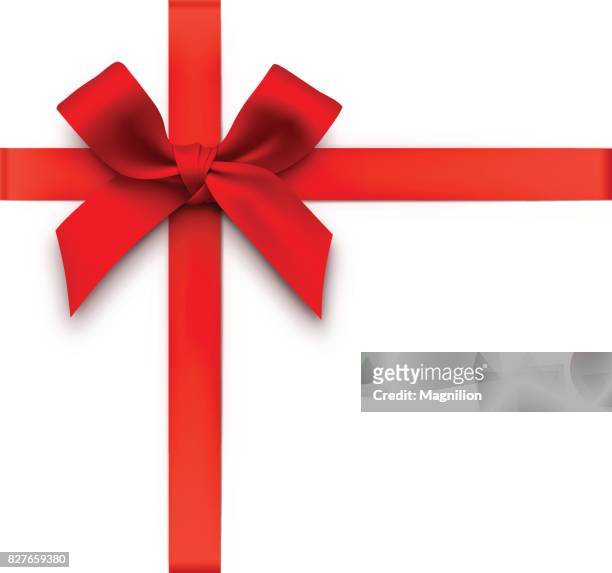 ilustrações de stock, clip art, desenhos animados e ícones de red gift bow with ribbons - gift ribbon