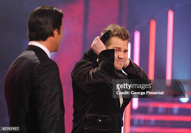 Canadian Idol Season 6 Winner Theo Tams and host Ben Mulroney at the Canadian Idol Season 6 Finale on September 10, 2008 at the John Bassett Theatre...