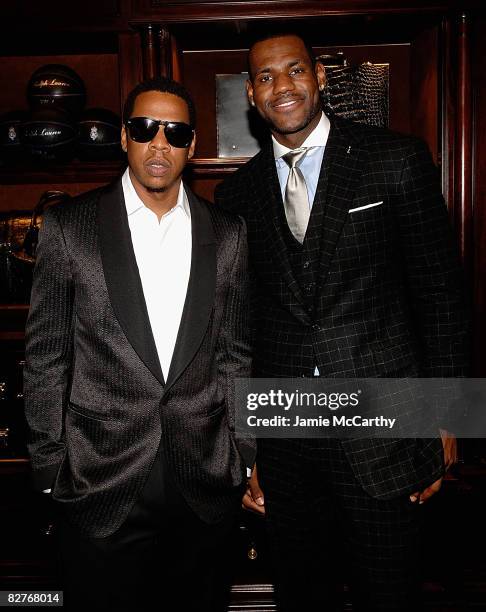 Jay-Z and Lebron James attend a Cocktail Party For The Labron James Family Foundation hosted by Ralph Lauren & Labron James at Ralph Lauren Store on...