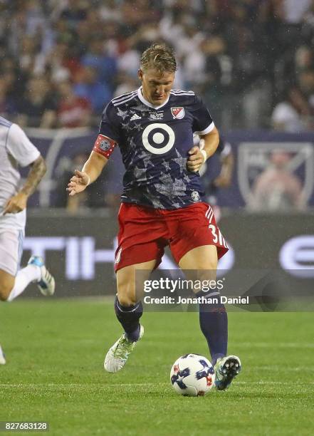 Bastian Schweinsteiger of the MLS All-Stars controls the ball against Real Madrid during the 2017 MLS All- Star Game at Soldier Field on August 2,...