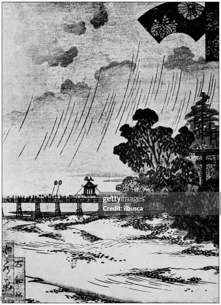 Antique Japanese Illustration: Kyoto by Hokusui