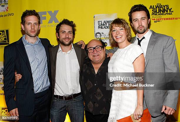 Actors Glenn Howerton, Charlie Day, Danny DeVito, Mary Elizabeth Ellis and Rob McElhenney arrive at the Season 4 DVD launch party of "It's Always...