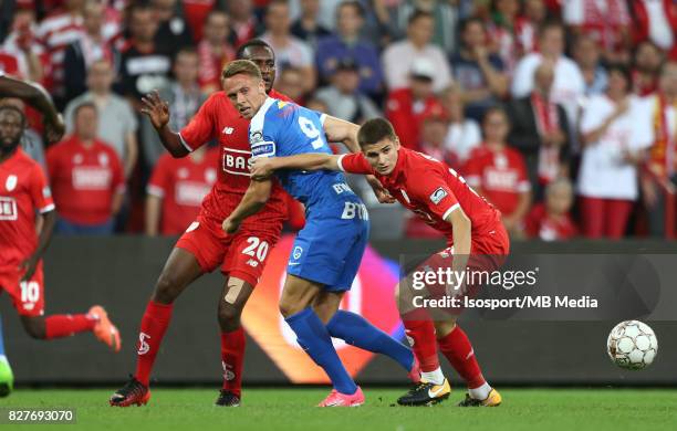 Liege , Belgium / Standard de Liege v Krc Genk / "nMarcus INGVARTSEN - Razvan MARIN"nFootball Jupiler Pro League 2017 - 2018 Matchday 2 / "nPicture...