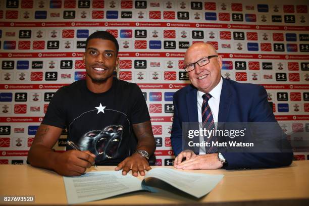 Southampton FC sign Mario Lemina from Juventus on a 5 year contract, pictured at the Staplewood Campus with Vice Chairman Les Reed, on August 8, 2017...