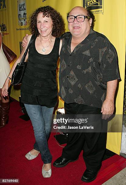 Actress Rhea Perlman and her husband, actor Danny DeVito attend the "It's Always Sunny in Philadelphia" DVD release and premiere party at STK on...