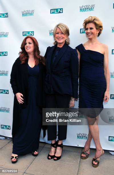 Jennifer Koppelman Hutt, Martha Stewart and Alexis Stewart attend the launch party for "Whatever Martha" at the Empire Hotel Roof Deck on September...