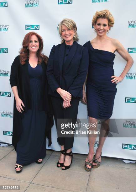 Jennifer Koppelman Hutt, Martha Stewart and Alexis Stewart attend the launch party for "Whatever Martha" at the Empire Hotel Roof Deck on September...