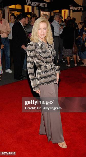 Actress Donna Mills arrives to attend the opening night of "A Bronx Tale", written by and starring Chazz Palminteri, recreating his tour de force...