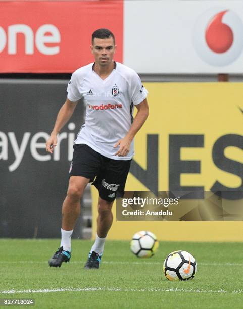 Pepe of Besiktas attends a training session ahead of the Turkish Spor Toto Super Lig new season match between Besiktas and Antalyaspor at Nevzat...