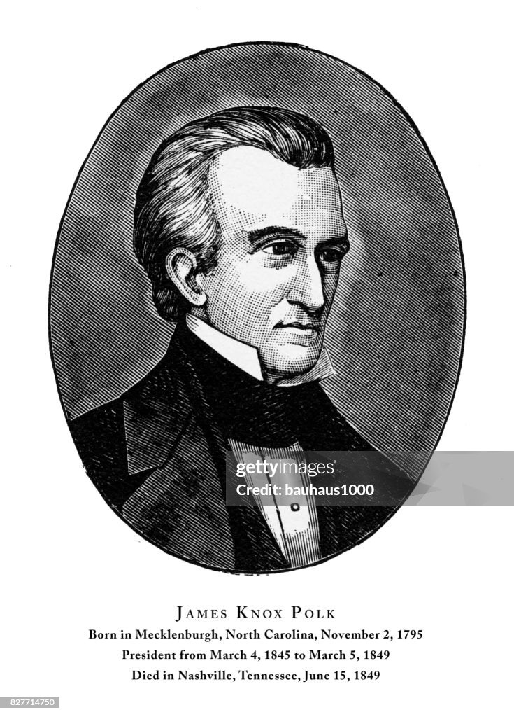 James Knox Polk, Engraved Portrait of President, 1888