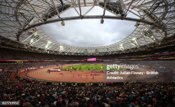 General view during the Women's 200 metres heats during day five of the 16th IAAF World Athletics Championships London 2017 at The London Stadium on...