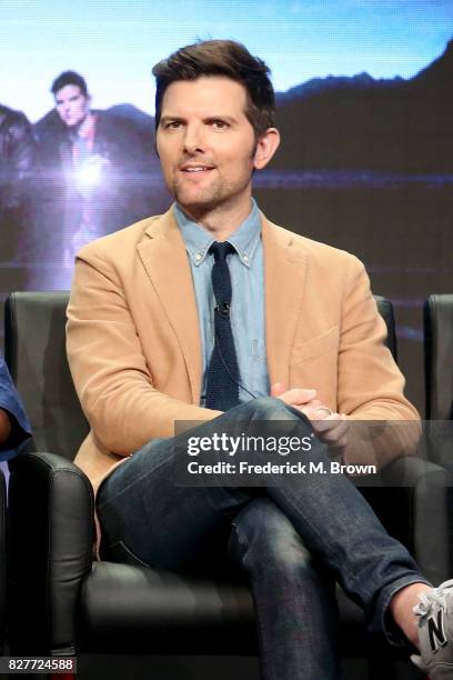 Executive producer/actor Adam Scott of 'Ghosted' speaks onstage during the FOX portion of the 2017 Summer Television Critics Association Press Tour...