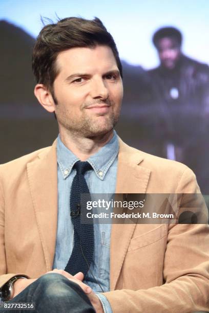 Executive producer/actor Adam Scott of 'Ghosted' speaks onstage during the FOX portion of the 2017 Summer Television Critics Association Press Tour...