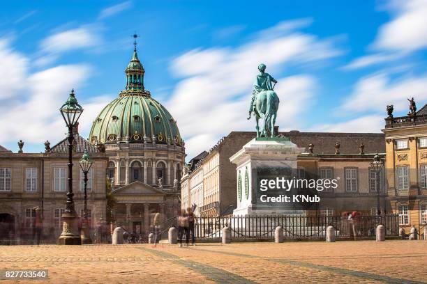 amalienborg and frederik's church with smooth cloud in summer at - amalienborg palace stock pictures, royalty-free photos & images