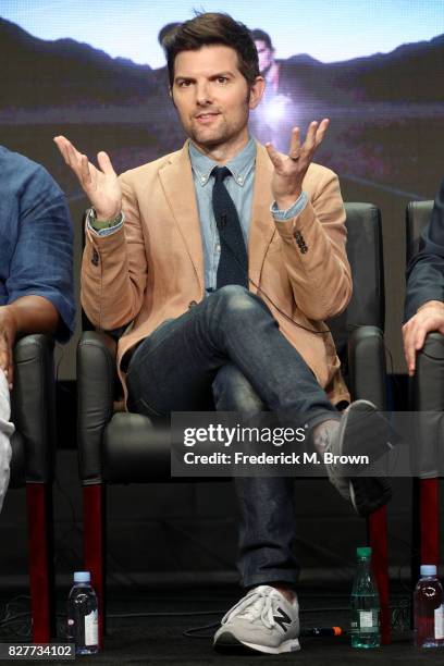 Executive producer/actor Adam Scott of 'Ghosted' speaks onstage during the FOX portion of the 2017 Summer Television Critics Association Press Tour...