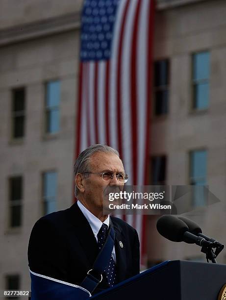President Rumsfeld Us Attacks Bush Rumsfeld Pentagon Photos and Premium High Res Pictures ...