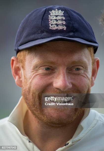 Jonny Bairstow of England after the fourth day of the fourth test between England and South Africa at Old Trafford on August 7, 2017 in Manchester,...