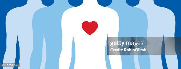 group of male figures one with heart - five people icon stock illustrations