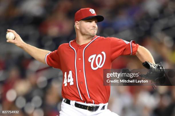 Ryan Madson of the Washington Nationals pitches during game two of a doubleheader baseball game against the Colorado Rockies at Nationals Park on...